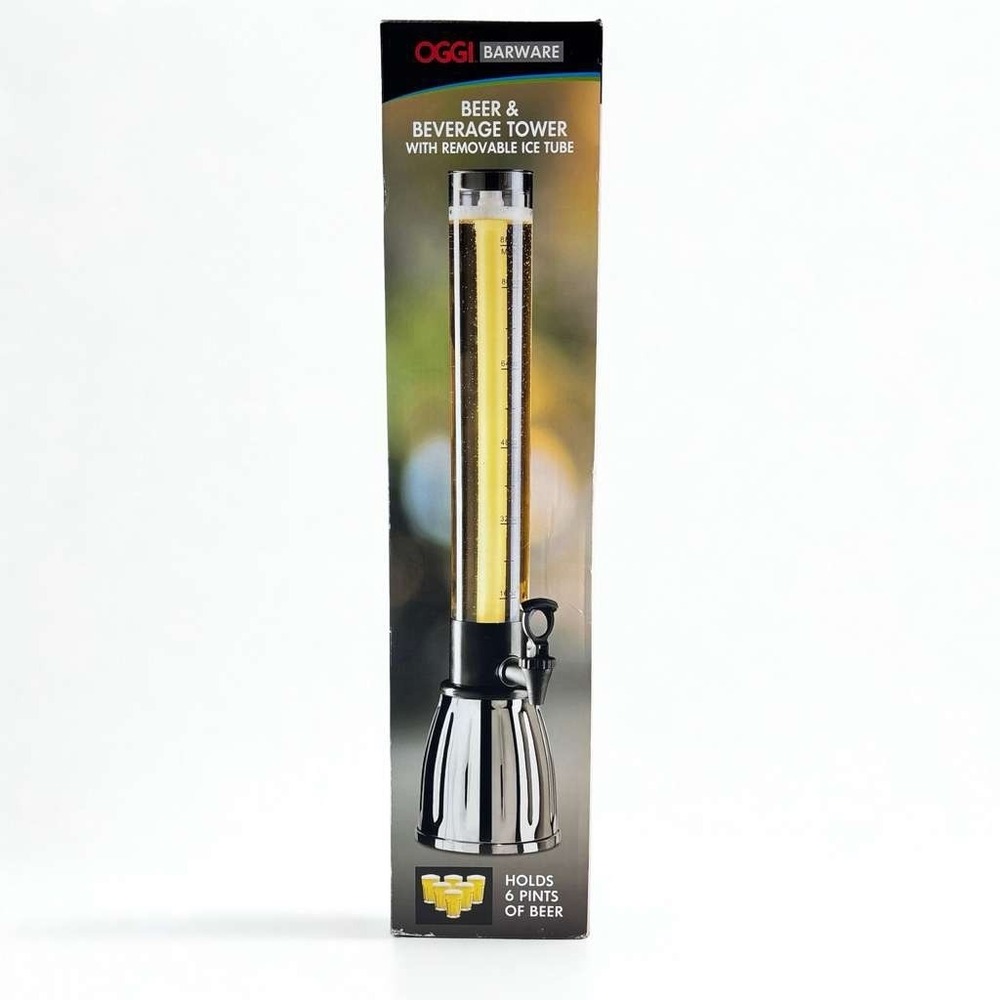 Oggi‎ Beer Beverage Tower w/ EZ-Pour Spigot & Ice Tube 88oz